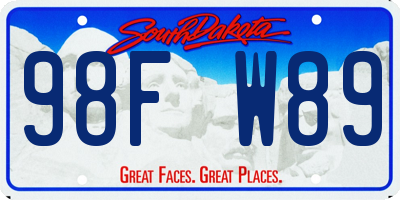 SD license plate 98FW89
