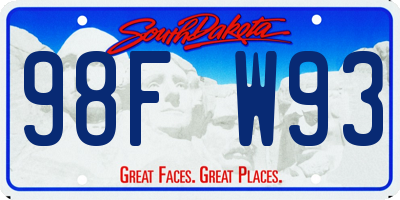 SD license plate 98FW93