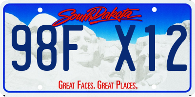 SD license plate 98FX12