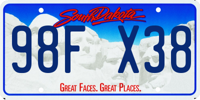 SD license plate 98FX38