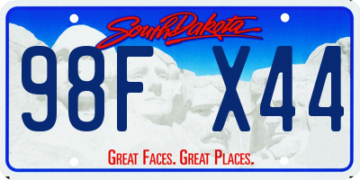 SD license plate 98FX44
