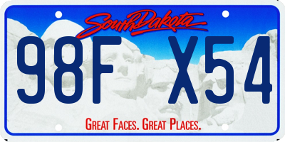 SD license plate 98FX54