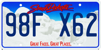 SD license plate 98FX62