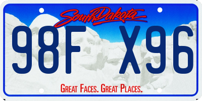 SD license plate 98FX96