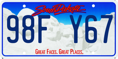 SD license plate 98FY67