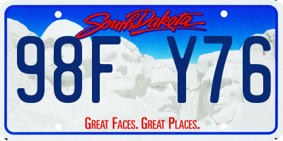 SD license plate 98FY76