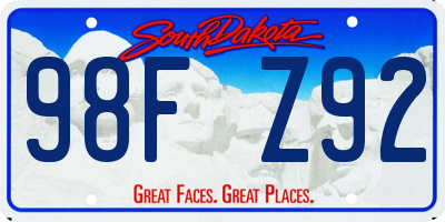 SD license plate 98FZ92