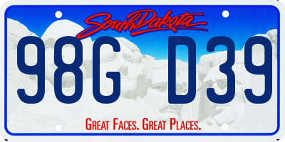SD license plate 98GD39