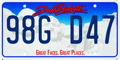 SD license plate 98GD47