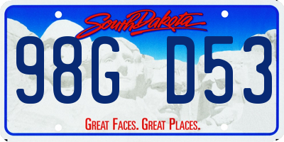 SD license plate 98GD53