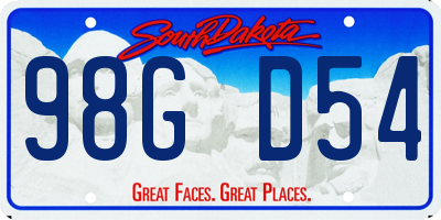 SD license plate 98GD54