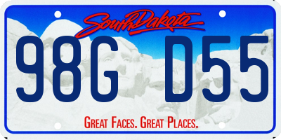 SD license plate 98GD55