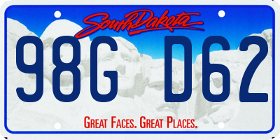 SD license plate 98GD62