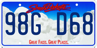 SD license plate 98GD68