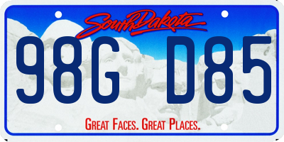 SD license plate 98GD85