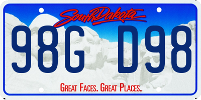 SD license plate 98GD98