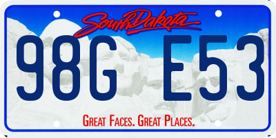 SD license plate 98GE53