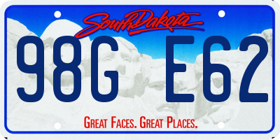 SD license plate 98GE62