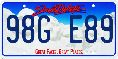 SD license plate 98GE89