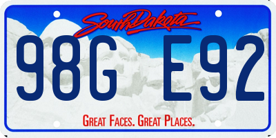 SD license plate 98GE92