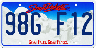 SD license plate 98GF12