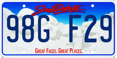 SD license plate 98GF29