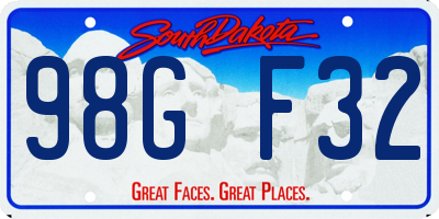 SD license plate 98GF32