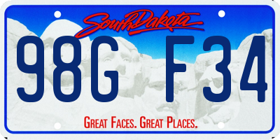 SD license plate 98GF34
