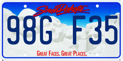 SD license plate 98GF35