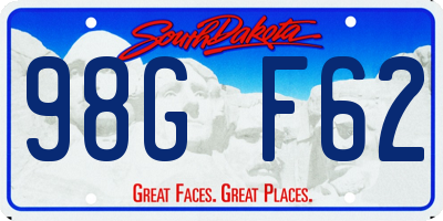 SD license plate 98GF62