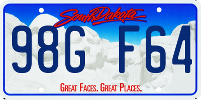 SD license plate 98GF64