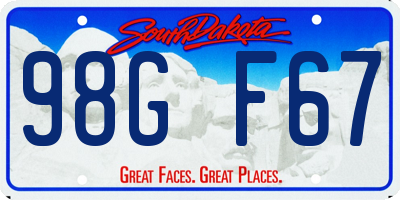 SD license plate 98GF67