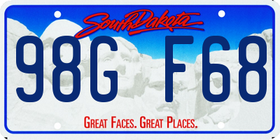 SD license plate 98GF68