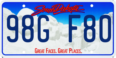 SD license plate 98GF80