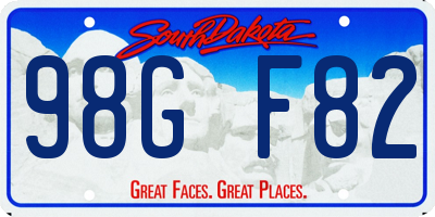 SD license plate 98GF82