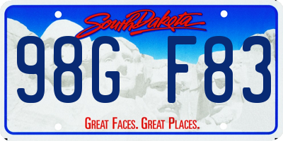 SD license plate 98GF83