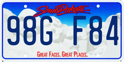 SD license plate 98GF84