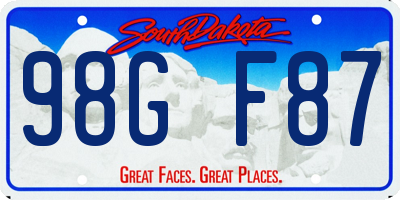 SD license plate 98GF87