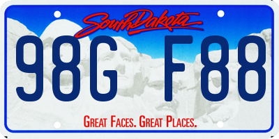 SD license plate 98GF88