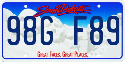 SD license plate 98GF89
