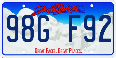 SD license plate 98GF92