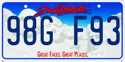 SD license plate 98GF93