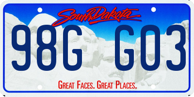 SD license plate 98GG03