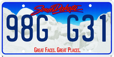 SD license plate 98GG31