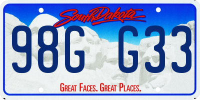 SD license plate 98GG33