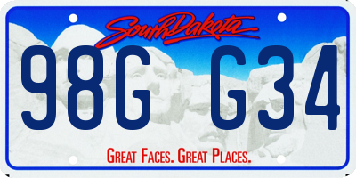 SD license plate 98GG34