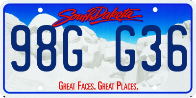 SD license plate 98GG36