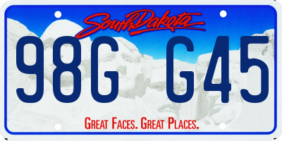 SD license plate 98GG45