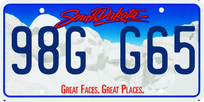 SD license plate 98GG65