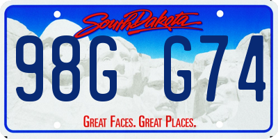 SD license plate 98GG74